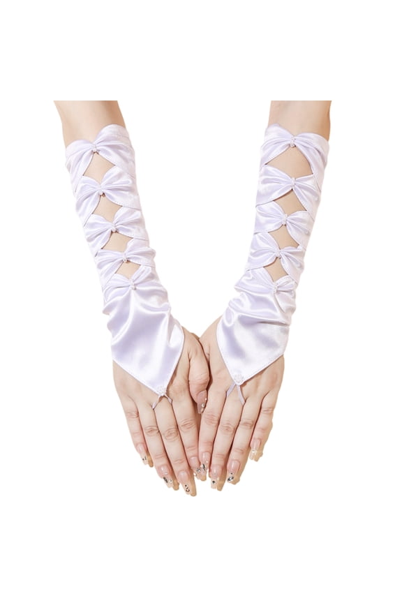 Elegant Style Bridal Gloves Soft Bows Design Wedding Ceremony Wear