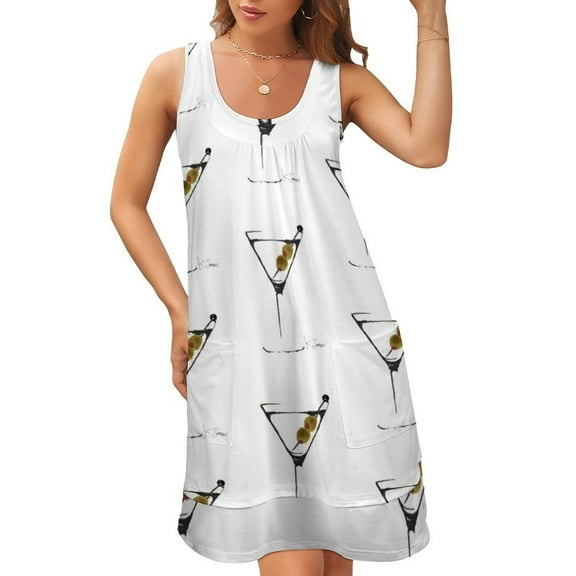 Martini Time Sleeveless U-Neck Fake Two Piece Dress summer dress daily women evening dress