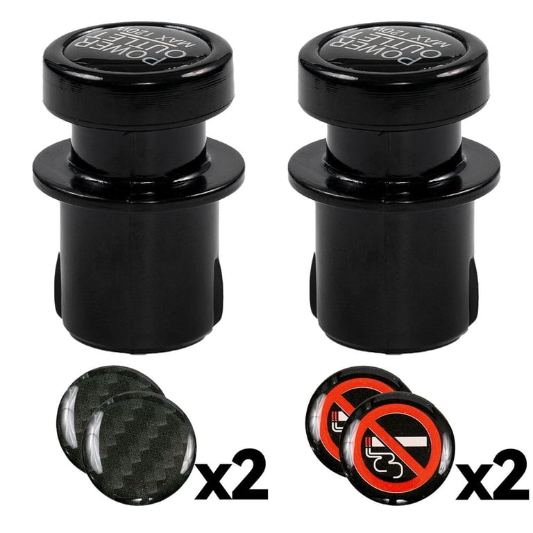 no smoking cigarette lighter plug Coconut Ok 2Pcs Car Cigare Lighter Plug Outlet Cover Cap Socket 21Mm  Universal Power No Smoking Stickers Black Blank Stickers Prevent Dust