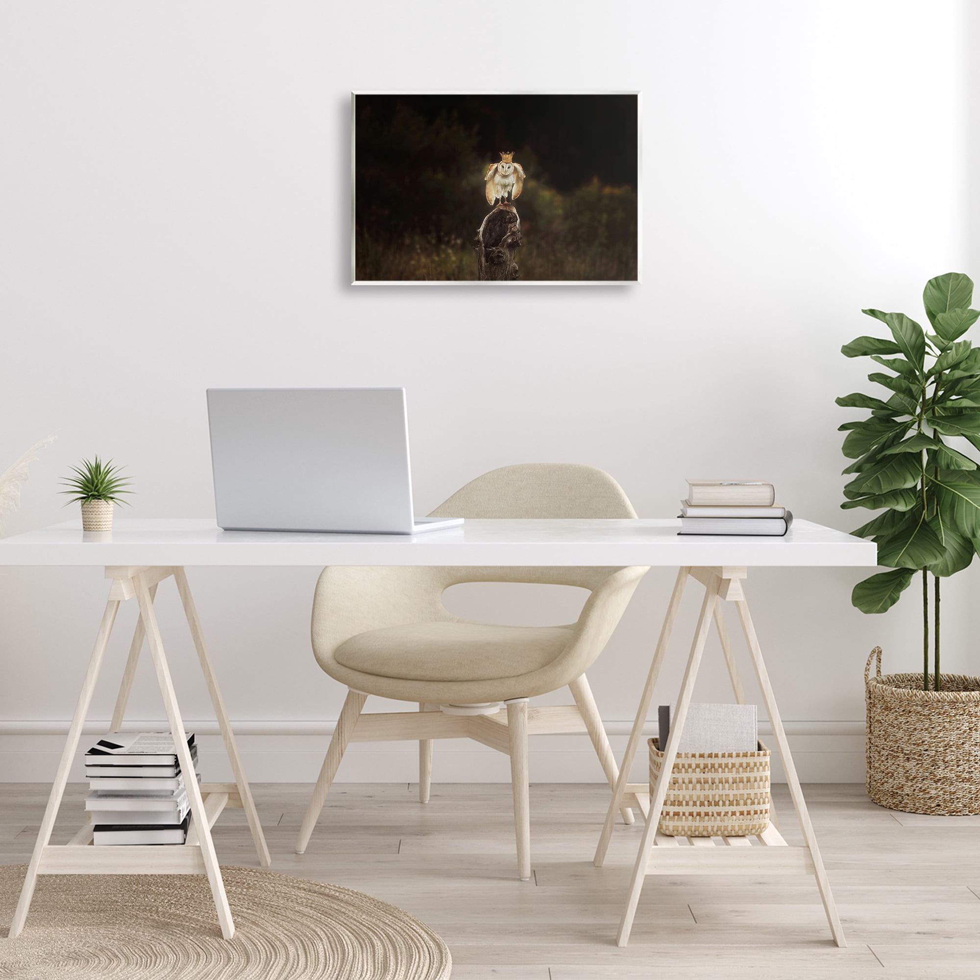 Stupell Industries Crowned Owl Perched Animals & Insects Photography Unframed Art Print Wall Art, 19 x 13