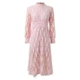 thumbnail image 3 of WILLBEST Robes Vertes pour Femmes Mode Dentelle Broderie Longue Robe Demi-Col Roulé Robe Ajourée Nouvelle Robe de Fête à Manches Longues Printemps, 3 of 7