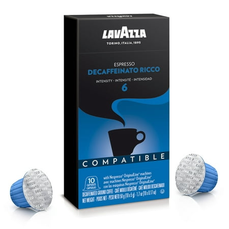 Lavazza Decaffeinato Ricco Nespresso Espresso Coffee Capsules, 10