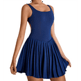 thumbnail image 2 of Pleated Yoga Skirt Outdoor Running Fitness Tennis Navy Blue L, 2 of 7