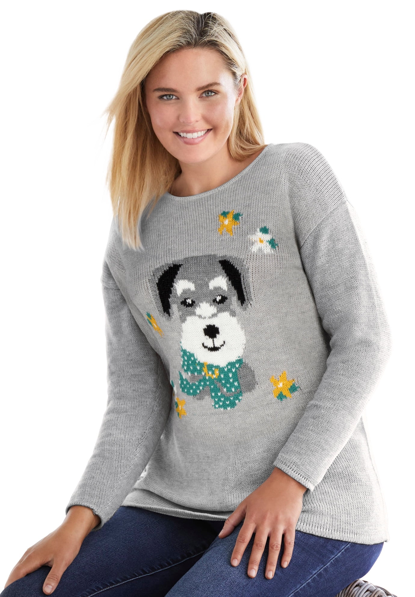Woman Within Women's Plus Size Motif Sweater Pullover - Walmart.com