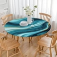 thumbnail image 3 of Blue and Gold Marble Shimmer Waves Pattern Round Fitted Tablecloth with Elastic Edge,Dining Table Cover Waterproof,Outdoor Round Tablecloth for Camping,Dining,Indoor and Outdoor, 3 of 7
