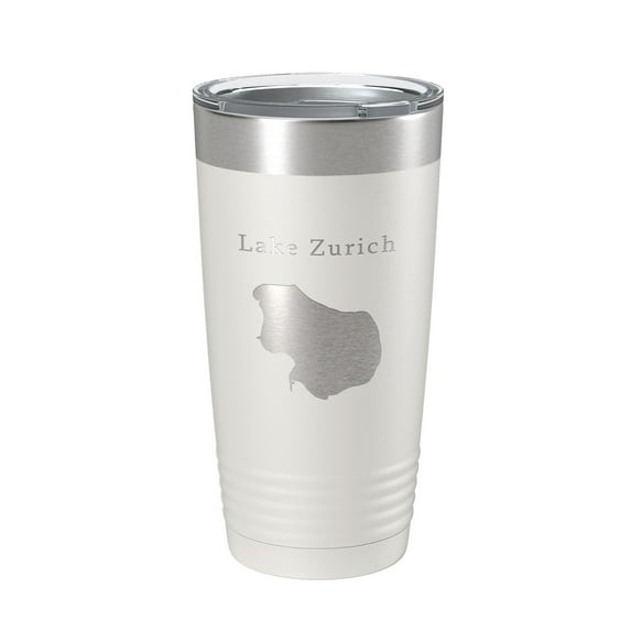 Lake Zurich Map Tumbler Travel Mug Insulated Laser Engraved Coffee Cup Illinois 20 oz White