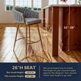 thumbnail image 2 of Peispie 26" Counter Height Bar Stools Set of 4, Modern Velvet Barstools with Mid Back and Gold Metal Legs, Padded Kitchen Island Chairs with Hand-Wave Design for Home Bar, Grey, 2 of 6