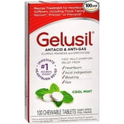 Gelusil Antacid & Anti-Gas Fast Relief Heartburn Pepper Mint Flavor, 100 Ct