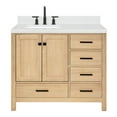 thumbnail image 2 of Ariel Cambridge 42 Inch Single Rectangular Sink Bathroom Vanity With Carrara White Quartz Countertop 1.5 Inch Edge In Oak, 2 of 10