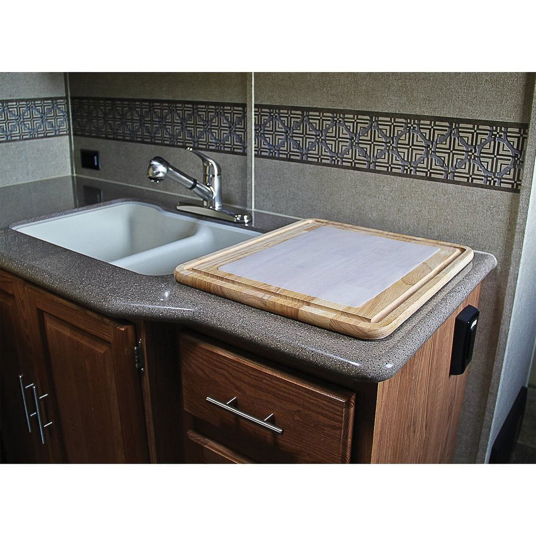 Camco Stove Topper and Cutting Board | Includes Flexible Cutting Mat | Wood Finish (43753)