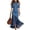 Blue, variant on Women Casual Off Shoulder Short Sleeve Dress Mesh Hem Asymmetrical Midi Dress for Daily and Party Wear Dark Blue XL