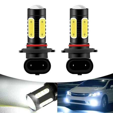 

Jewkot 2 PCS Car DHF10 9006 Super Bright LED Light 0.7 x 2.4 x 0.98 5 COB Chip Surround Lighting Bulb with Focusing Lens Alloy Lamp Body Original Plug Replacement Universal for Cars (White)