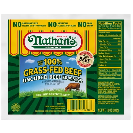 Nathan's Grass-Fed Beef Franks 10 oz