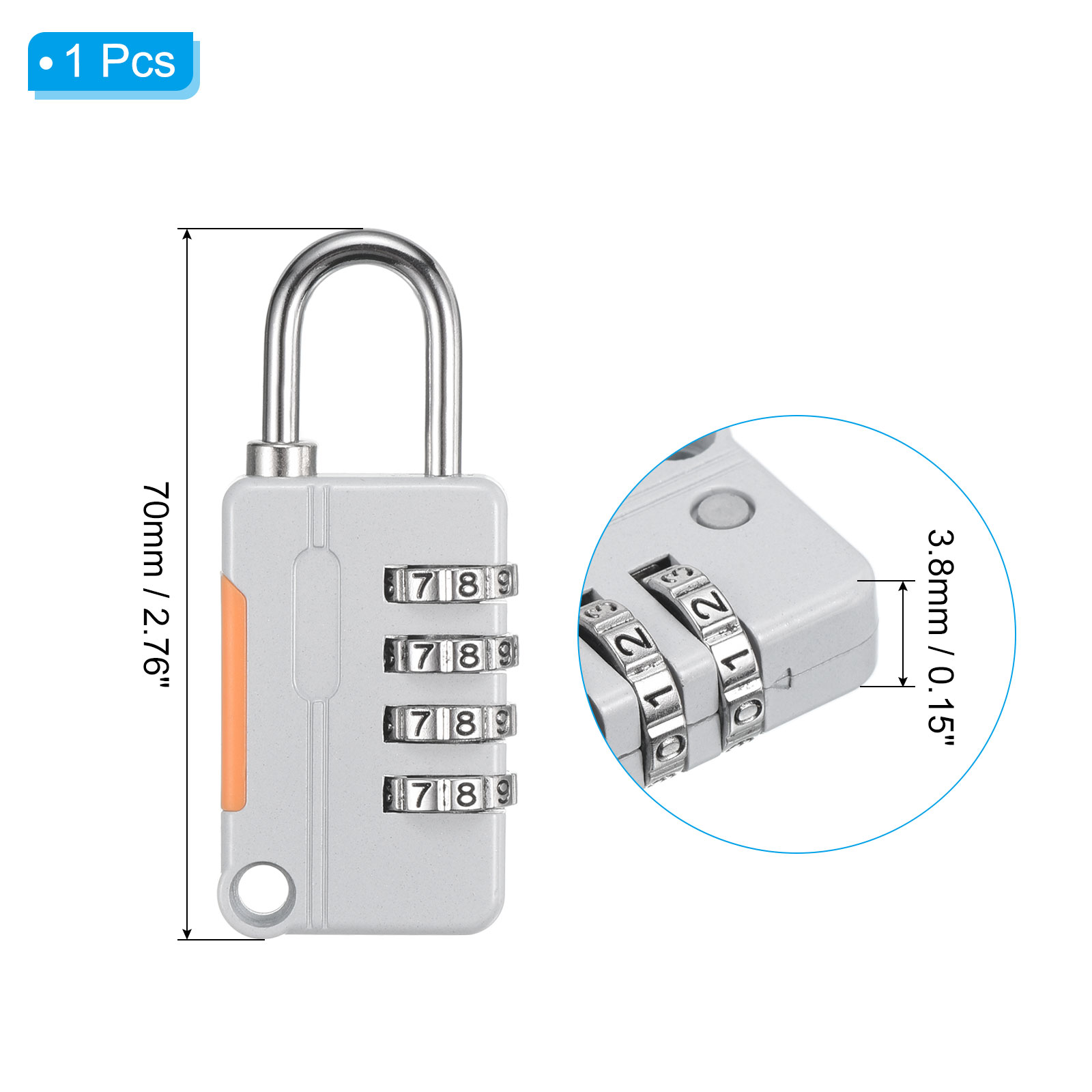 Unique Bargains Digit Combination Lock with Security Cable Gray 1m