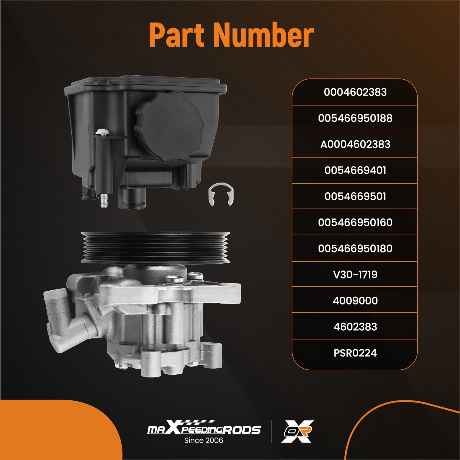 maXpeedingrods Power Steering Pump w/Pulley & Reservoir for Mercedes-Benz E350 C207, C350 W204 2010-2012, 3.5L 3.0L, Replace 4009000, 0004602383