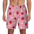 thumbnail image 2 of Picia Strawberry and Ladybugs pattern Mens Swim Trunks with Compression Liner Stretch Beach Shorts Quick Dry with Zipper Pockets No-Chafing Board Shorts-X-Large, 2 of 9