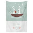 thumbnail image 3 of Ambesonne I Love You Tablecloth Rectangular Table Cover, Rabbit Couple Sail, 60"x84", Pale Blue White Umber, 3 of 4