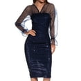 thumbnail image 1 of EGNMCR Robes de Soirée pour Femmes, Robes Formelles pour Femmes, Robes de Cocktail pour Femmes à Manches Longues Robe à Col en V Robe à Manches Longues pour Femmes à Paillettes Col en V Fente en Maille Robe de Bal Robe Longue Robe Femme, 1 of 8
