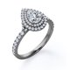 thumbnail image 5 of JeenMata Anillo de Compromiso con Doble Halo de Moissanita en Forma de Pera de 1,75 Quilates con Estilo Pavé Certificado en Baño de Oro Negro de 18 K sobre Plata, 5 of 7