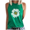 thumbnail image 2 of WREESH Women's Floral Graphic Tank Top Crew Neck Sleeveless Summer Fashion Casual T-Shirts Green, 2 of 5