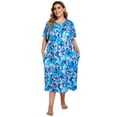 thumbnail image 3 of Ekouaer Women's House Dress Pleated Nightgown with Short Sleeves & Pockets, 3 of 6