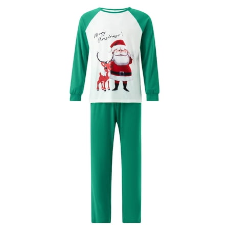 

Liliz Christmas Pajamas for Family Long Sleeve Santa Deer Print Raglan Tops + Solid Color Pants Set