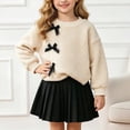 WXFAZCVU Girls 2 Piece Outfits Bow Long Sleeved Top And Skirt Set Fall wxfazcvu-girls-2-piece-outfits-bow-long-sleeved-top-and-skirt-set-fall