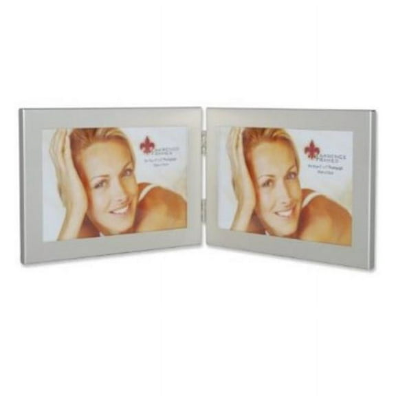 Brushed Silver 6x4 Hinged Double Metal Picture Frame