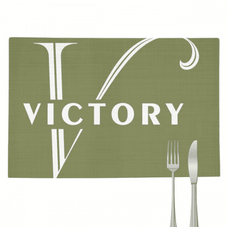 

Letter Expression Victory Placemat Pad Kitchen Woven Heat Resistant Cushion Rectangle