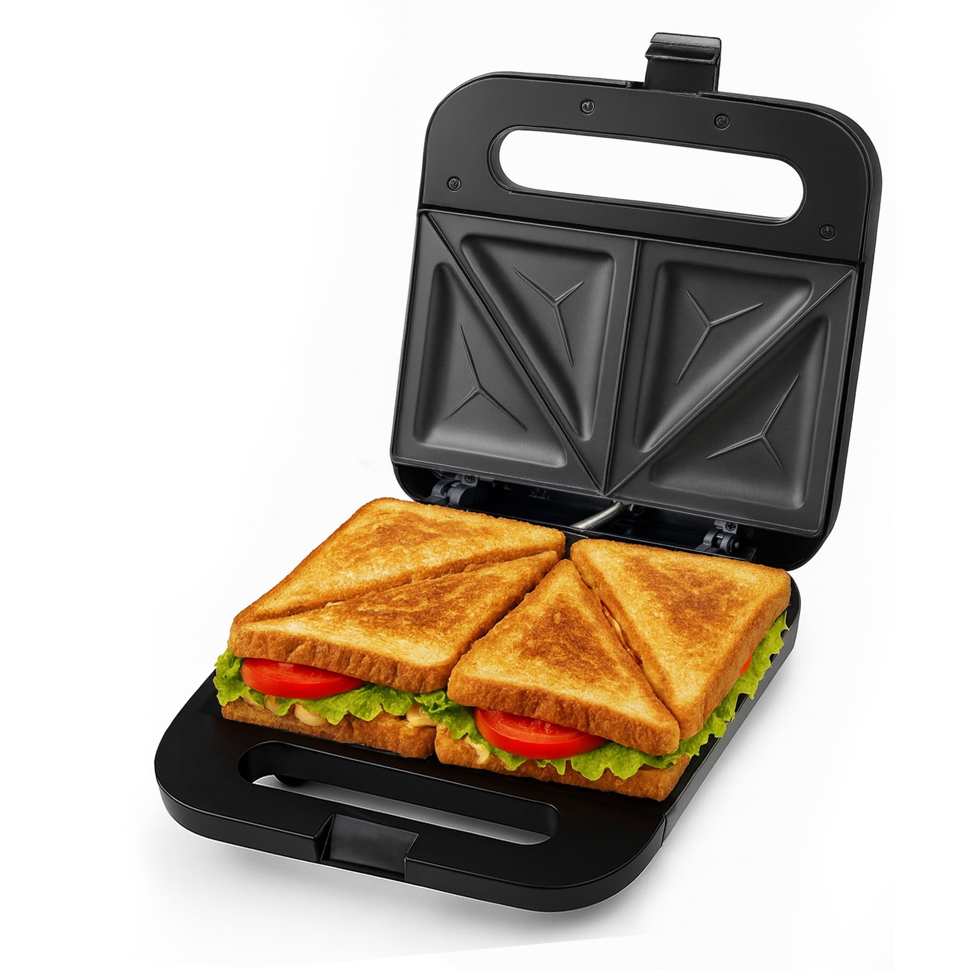 OVENTE Electric Sandwich Maker with Non-Stick Plates, Indicator Lights, Cool Touch Handle, Easy to Clean and Store, Perfect for Cooking Breakfast, Grilled Cheese, Tuna Melts and Snacks, Black GPS401B