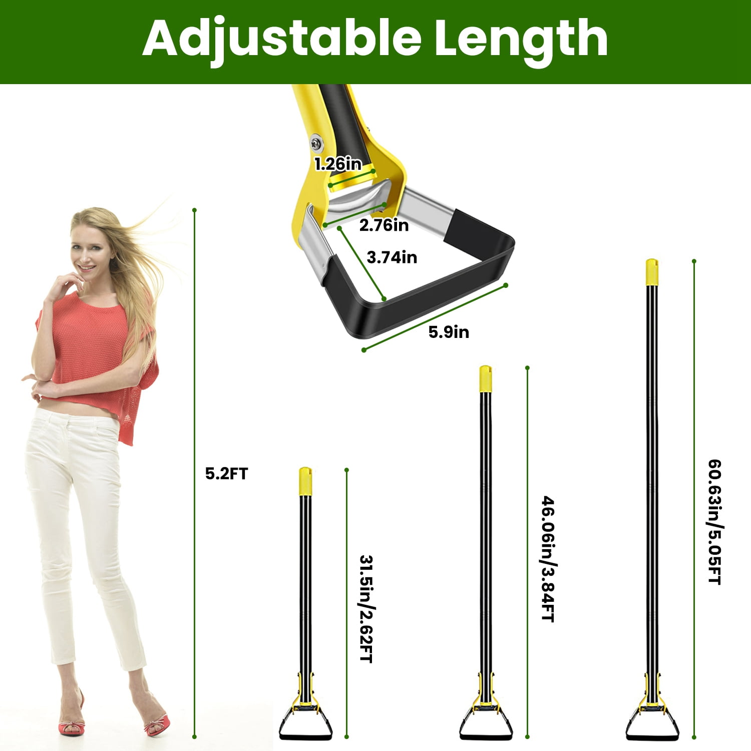 iMounTEK 46in Adjustable Handheld Scuffle Loop Hoe Gardening Weeder Cultivator Weeding Rake for Weeding