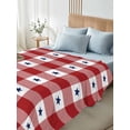 thumbnail image 4 of 4th of July King Size Flat Sheet, Wrinkleproof & Fadeproof Cooling Flat Bed Sheet Only, Independence Day Red White Plaid Blue Star Breathable Soft Bedding Top Sheets 105 x 98 Inches, 4 of 8