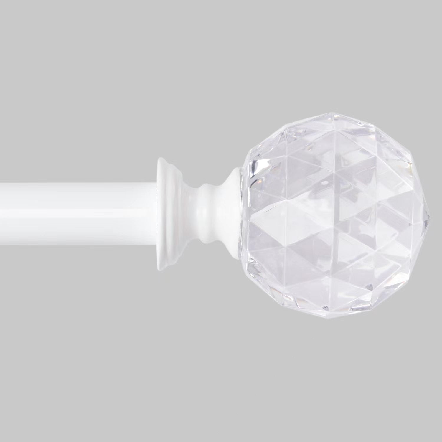 3/4 Inch Diameter Adjustable Curtain Metal Rod with Round Clear Acrylic