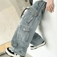 thumbnail image 5 of lnmuld Jeans for Boys Durable Twill Cargo Jogger Pants with Adjustable Waistband for Flexible Easy Movement Casual Trousers Kids Playground School Size:9-10 Years, 5 of 9