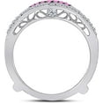 thumbnail image 2 of beryl_creation 925 Sterling Silver 1.52 Ct Round Cut Pink Sapphire & Diamond Wedding Engagement Wrap Enhancer Guard Ring 14K White Gold Plated For Women's -7, 2 of 2