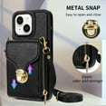 thumbnail image 4 of Allytech Wallet Case for iPhone 14, [Large Capacity] Wallet Case with Card Slots & Zipper Pocket, Premium PU Leather Metal Snap Kickstand Shockproof Case with Shoulder Strap, Black, 4 of 9