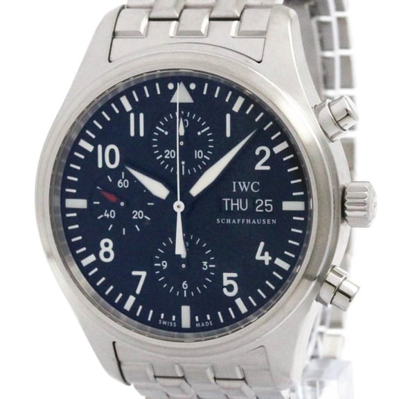 Pre-Owned IWC Pilot Watch Chronograph Steel Automatic Watch IW371704 Polished (Good)