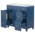 thumbnail image 3 of Bathroom Vanity with Sink, 36 inch Bathroom Vanity with Sink Top Combo Set, Bathroom Sink Vanity with 3 Drawers & 2-Tier Cabinet, Built-in Soft Closing Door, Freestanding Bathroom Vanity Cabinet, Blue, 3 of 8