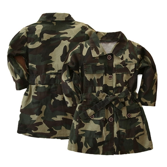 YTDSCS Toddler Kids Baby Girls Camouflage Windbreaker Jacket Coats Casual Button down Trench Coat Outerwear Spring Fall Outfit Clothes for 1-7 Years