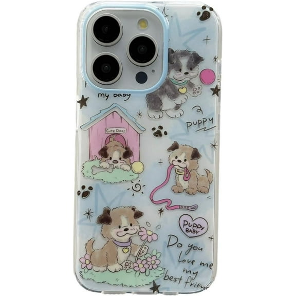 Cartoon Cute Puppy Dogs Soft  for iPhone Case (Blue,iPhone 15 Pro Max)