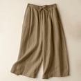 thumbnail image 2 of TRUBKH Womens Linen Pants Side Button Pants Breezy Pants Women Pull On Pants for Women High Waisted Tapered Vacation Lounge Pants Elastic Waist Straight Leg Straight Leg Lounge Trouser Khaki 2XL, 2 of 8