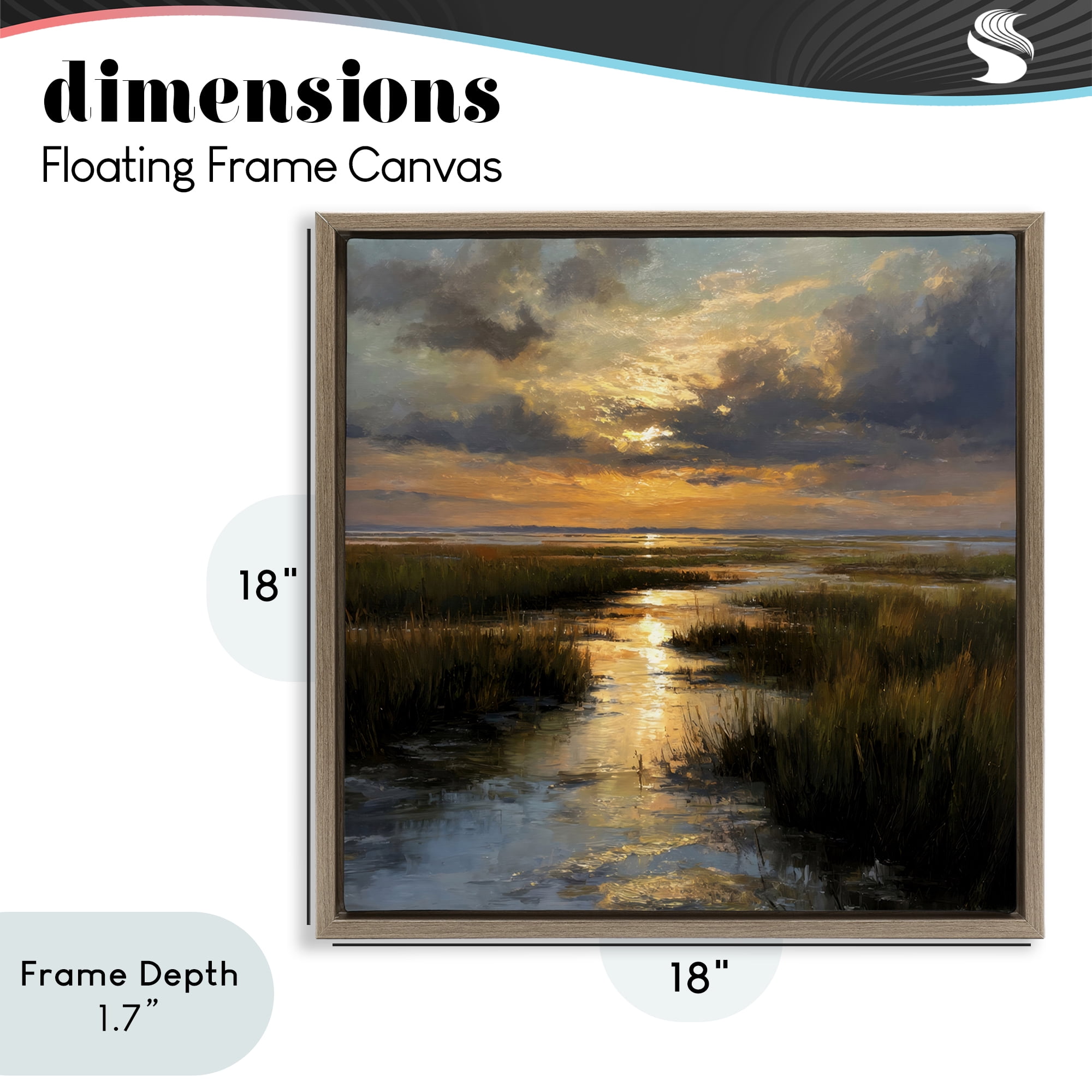 Stupell Industries Sunset Over Marshland Brown Framed Floater Canvas Wall Art, design by Petal Prints Design
