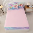 thumbnail image 4 of jejeloiu Rainbow Gradient Initial Y Zipper Twin Comforter Sets with Fitted Sheet and 2 Pillowcases For Girls,Colorful Stars Print Zipper Bedding Set For Kids,Pink Reversible,4-Piece, 4 of 7