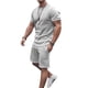 thumbnail image 2 of TRKIYQC Ropa casual de verano para hombre, camiseta de manga corta de color sólido + pantalones cortos con cordón de cintura elástica, conjunto de chándal de 2 piezas TRKIYQC moda, 2 of 4