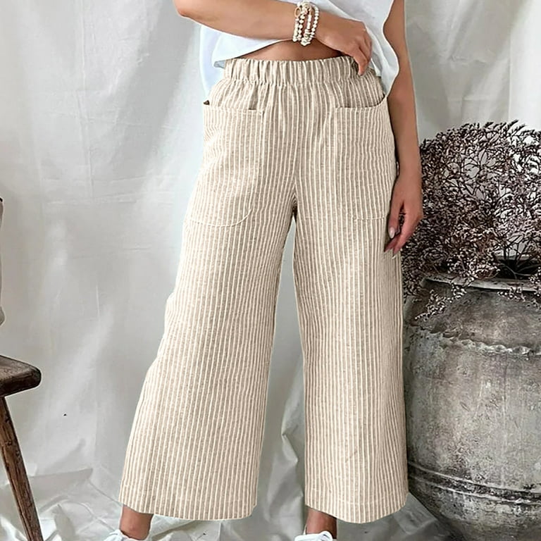 QUYUON Pants for Women Discount Summer Fashion Stripe Printed