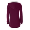 thumbnail image 4 of Winter Coats For Women Solid Color Horn Buttons Cardigan Padded Hooded Coat Jacket Overcoat, 4 of 4