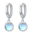thumbnail image 1 of Cuoka Pendientes de aro de piedra lunar peque&ntilde;a de plata de ley 925 con malaquita y &aacute;gata de musgo para mujer, con caja de regalo, Mediano, Plata de ley, Sin piedra preciosa, 1 of 8