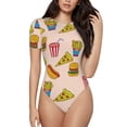 thumbnail image 1 of Balery Hamburger Pizza Body de cuello redondo de manga corta para mujer Tops de manga corta Tops básicos-Small, 1 of 7