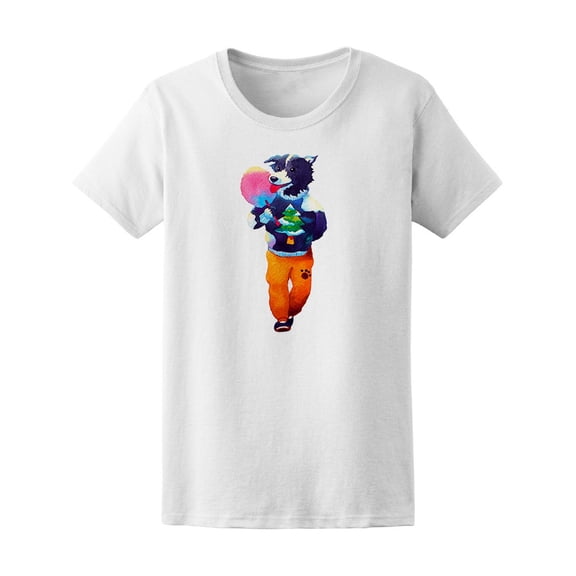 Cute Hipster Dog Tee Women's -Image by Shutterstock