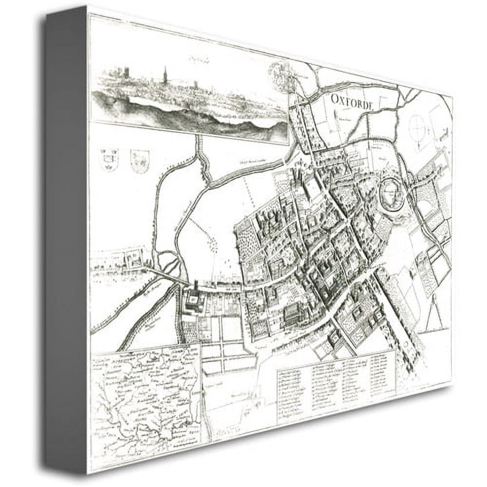 Trademark Art 'Map of Oxford, 1643' Canvas Art by Wenceslaus Hollar